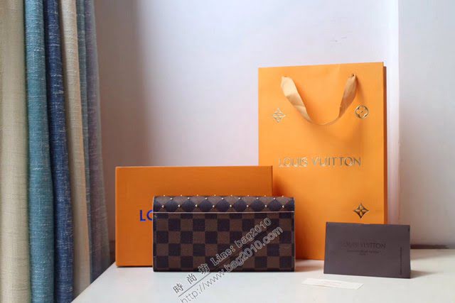 lv錢包 SARAH錢夾 N60249 這款信封式錢夾 lv鉚釘翻蓋錢包  lvqb1158